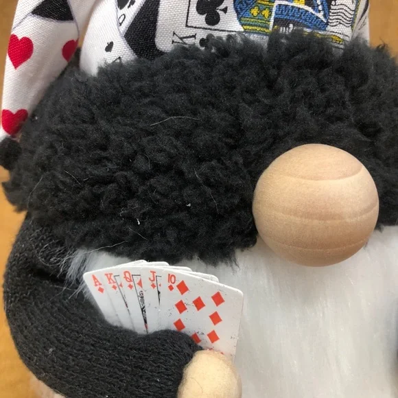 Royal Flush Gnome Poker Cards Gambler Diamonds Clubs Red Black White Sunglasses - Picture 5 of 9